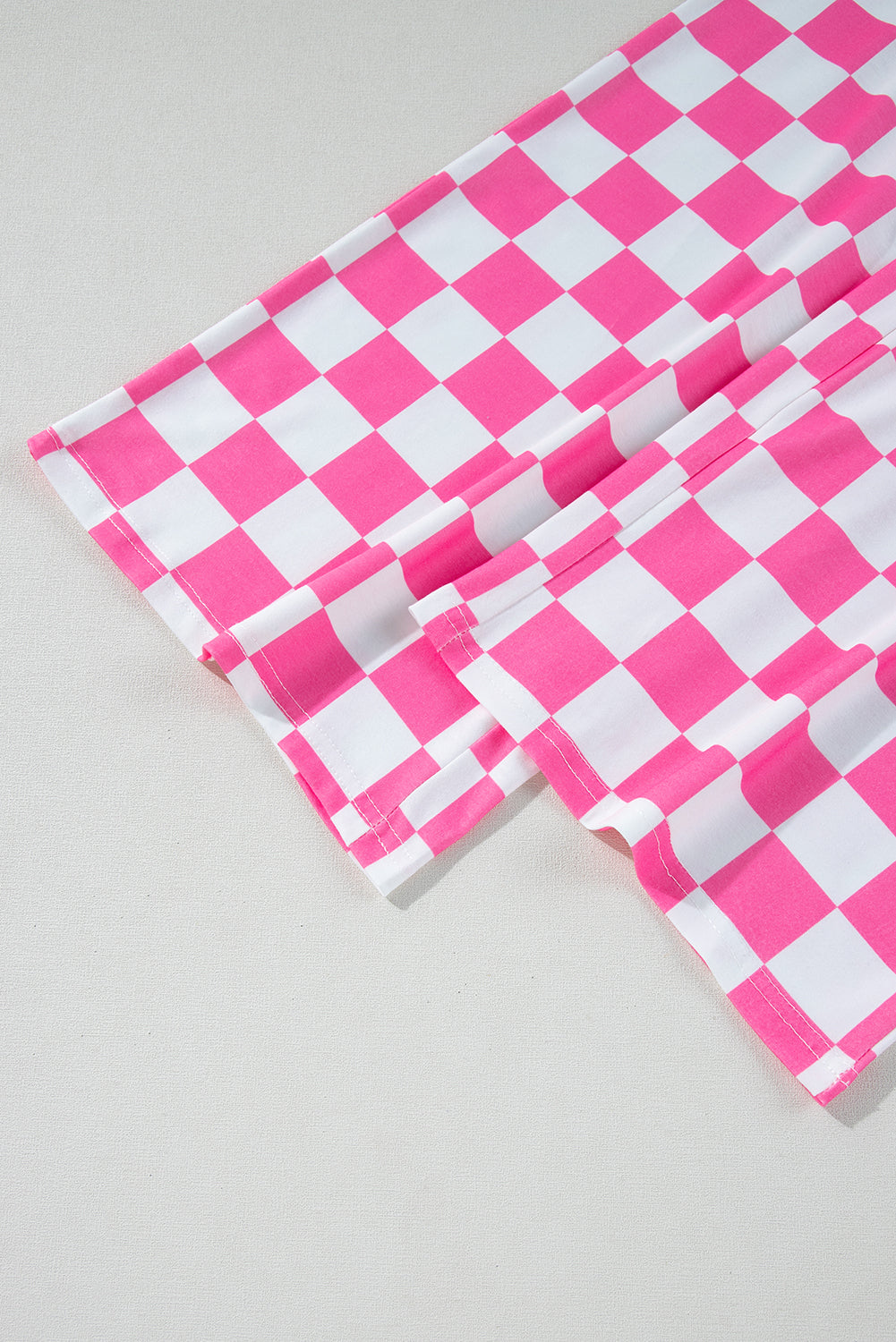 Bonbon 2-Tone Checked Print High Waist Wide Leg Pants