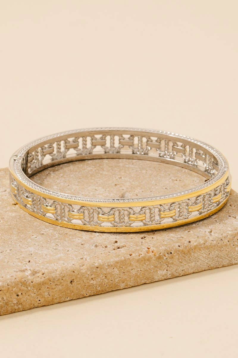 Luxe Link Two-Tone Bangle Bracelet