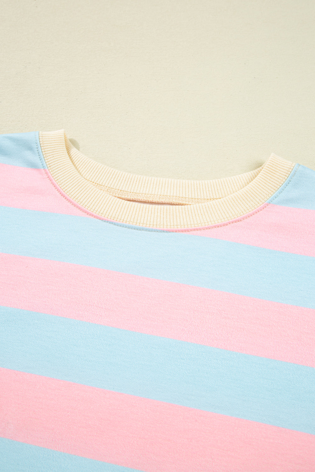 Sky Blue Stripe Colorblock Plus Size Sweatshirt