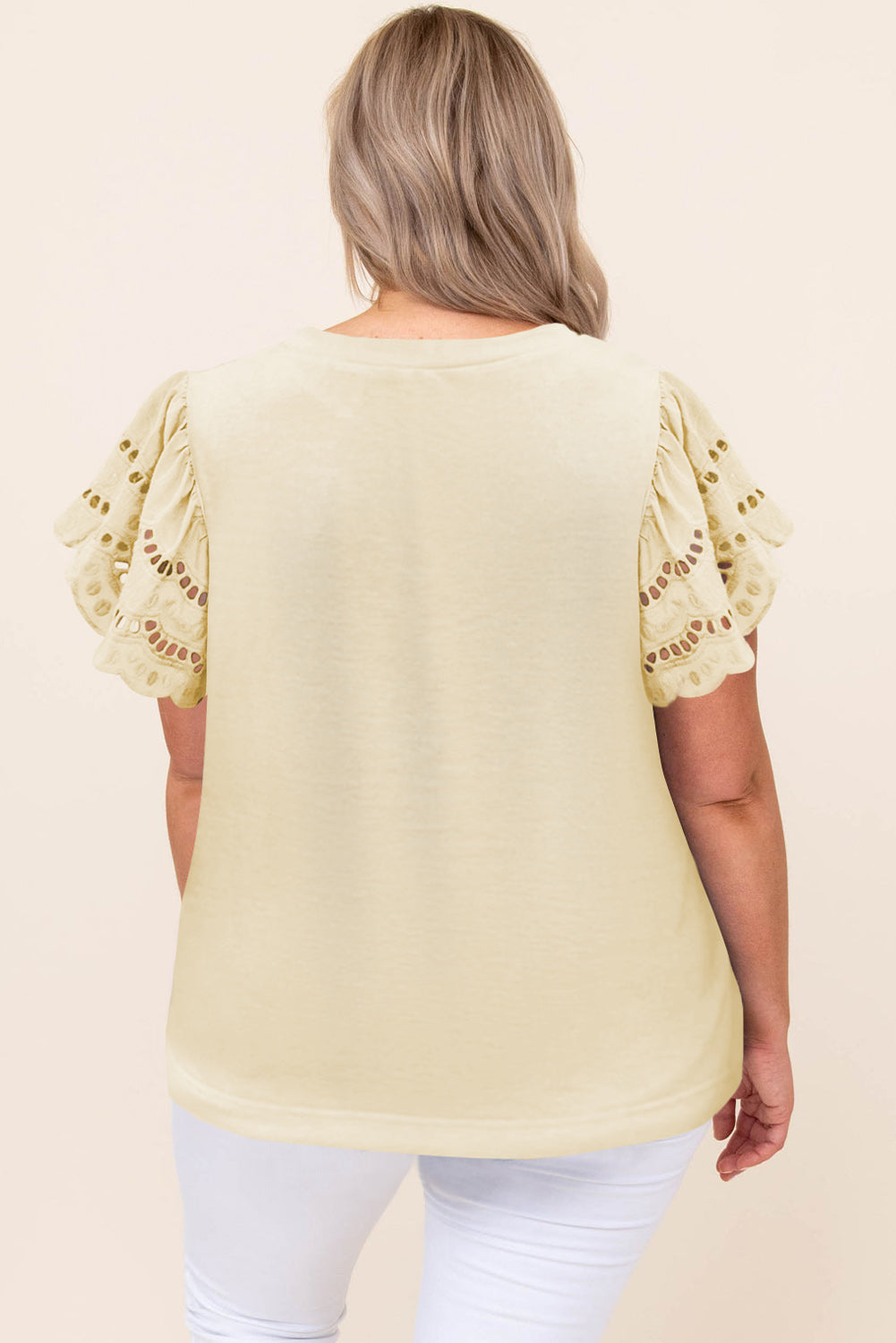 Apricot Plus Size Flutter Sleeve Top