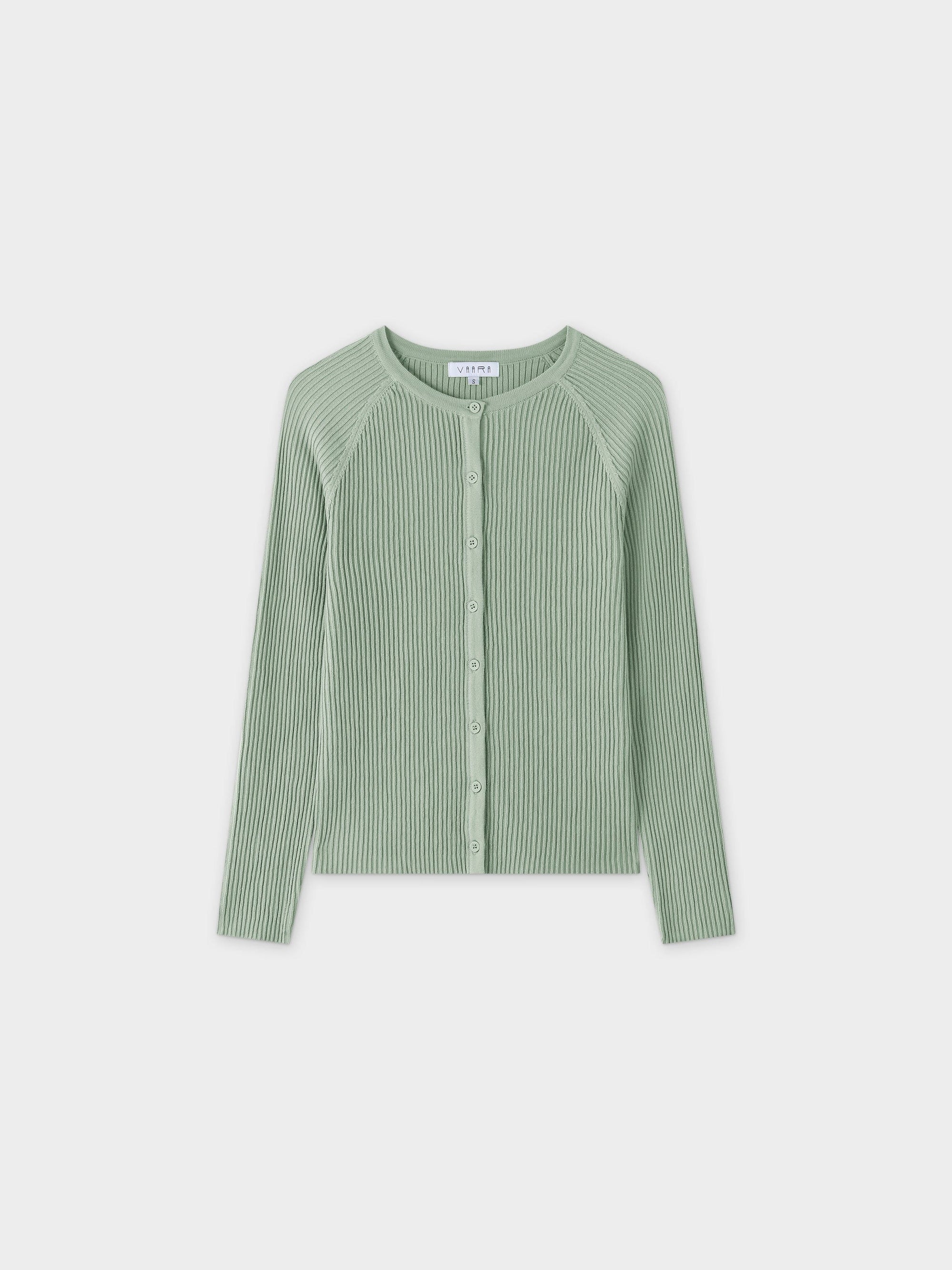 Ribbed Knit Cardigan-Seafoam-0