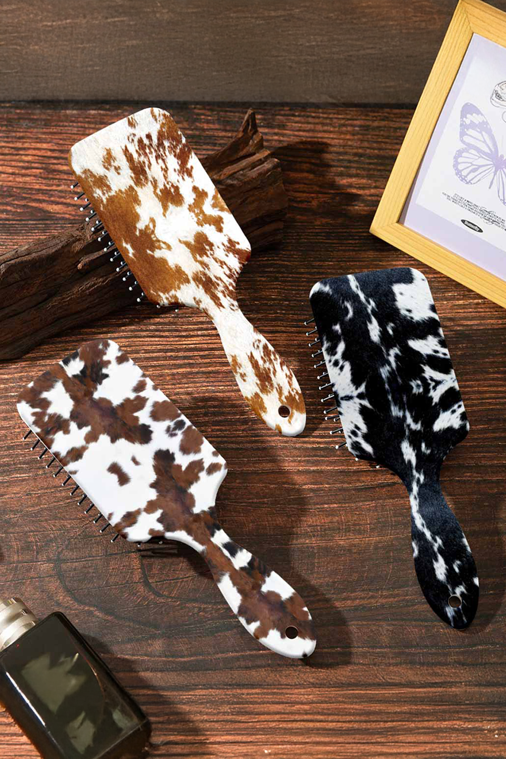 Chestnut Cow Print Hair Brush Comb