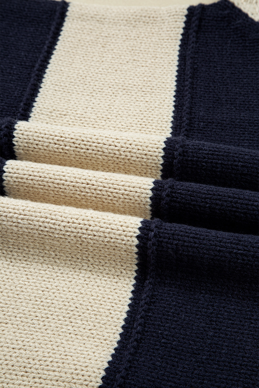 Blue Stripe Color Block PLus Size Drop Shoulder Sweater