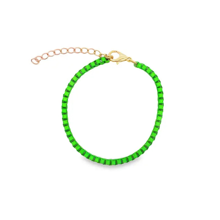 3mm Colorful Enamel Box Chain Bracelet (I324)-3