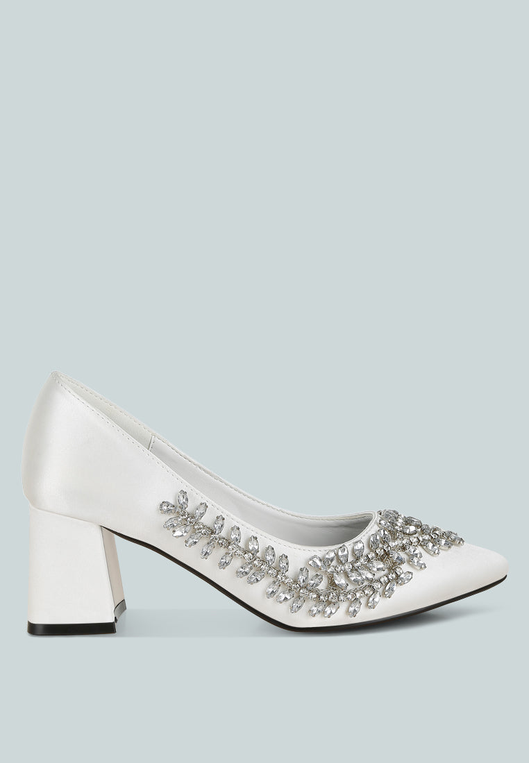 Abatina Satin Diamante Embellished Pumps-0