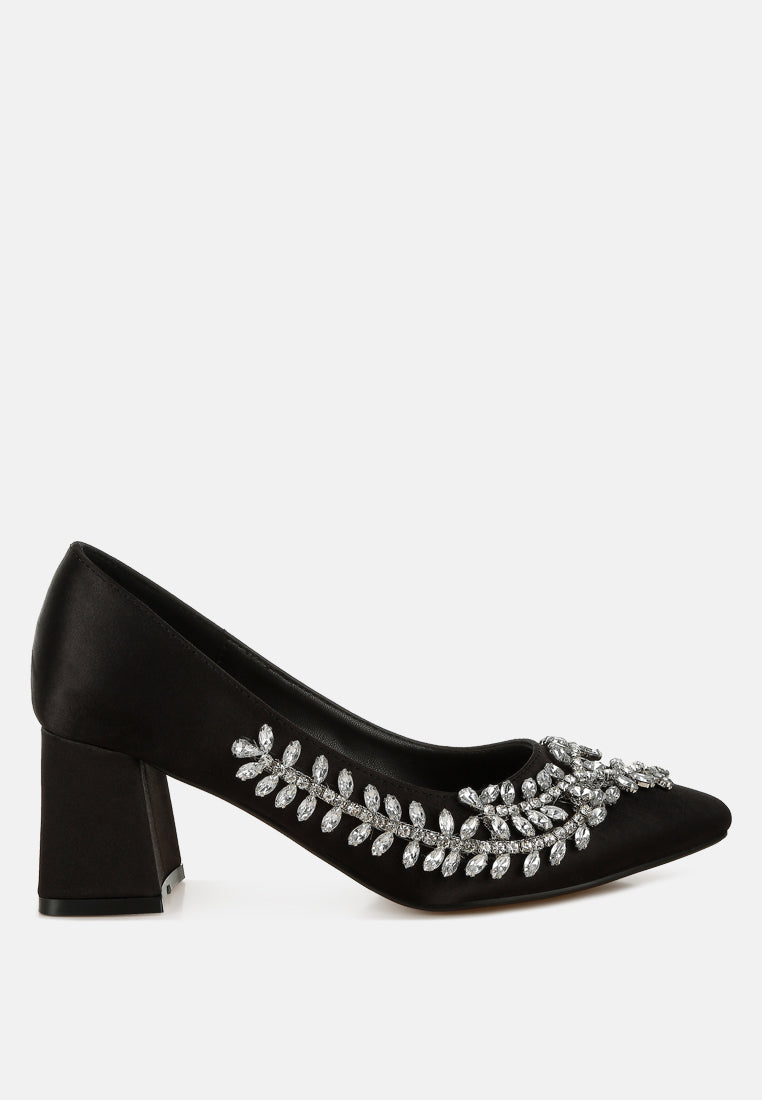 Abatina Satin Diamante Embellished Pumps-7
