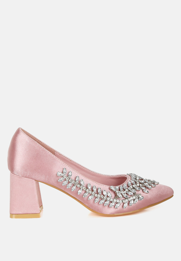 Abatina Satin Diamante Embellished Pumps-6