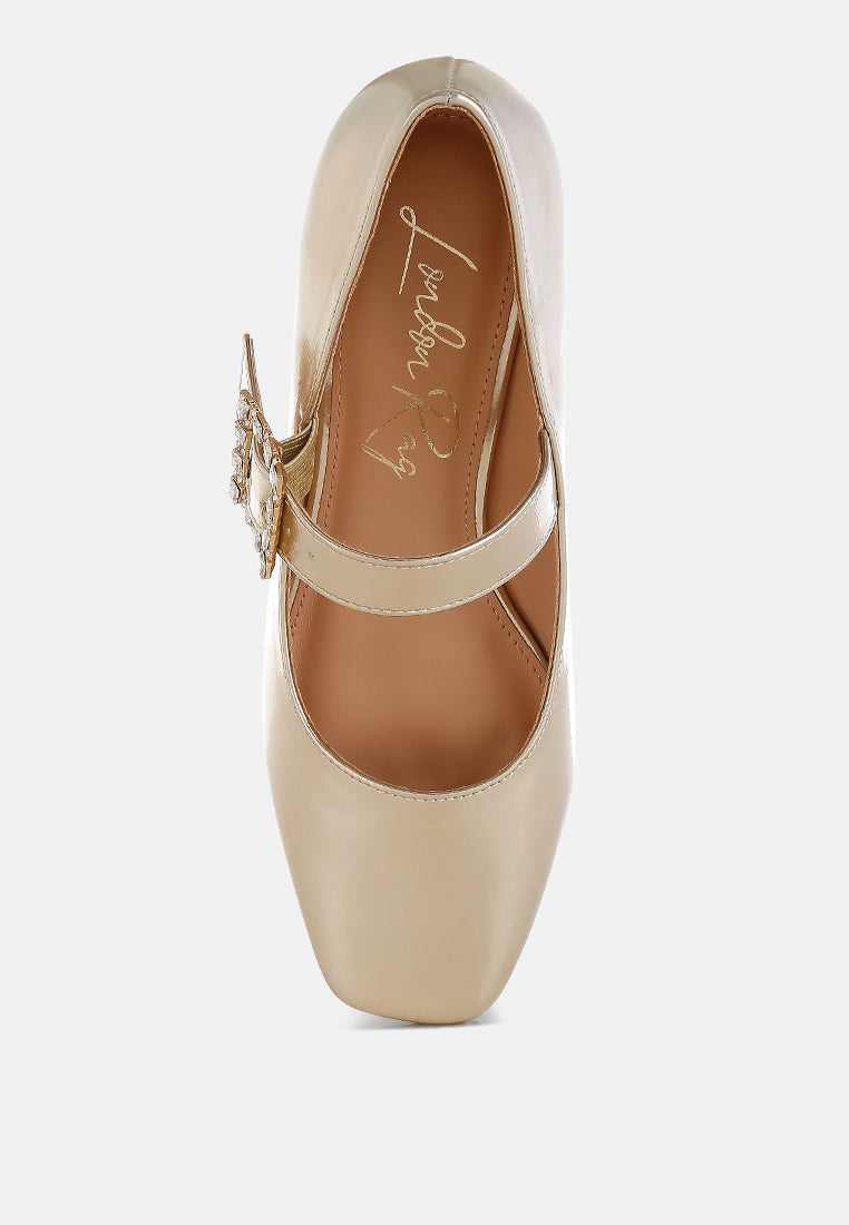 Abeba Diamante Brooch Metallic Mary Jane Pumps-3