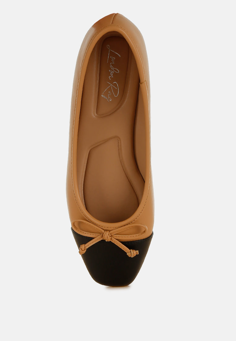 Acino Faux Leather Bow Detail Ballerinas-3