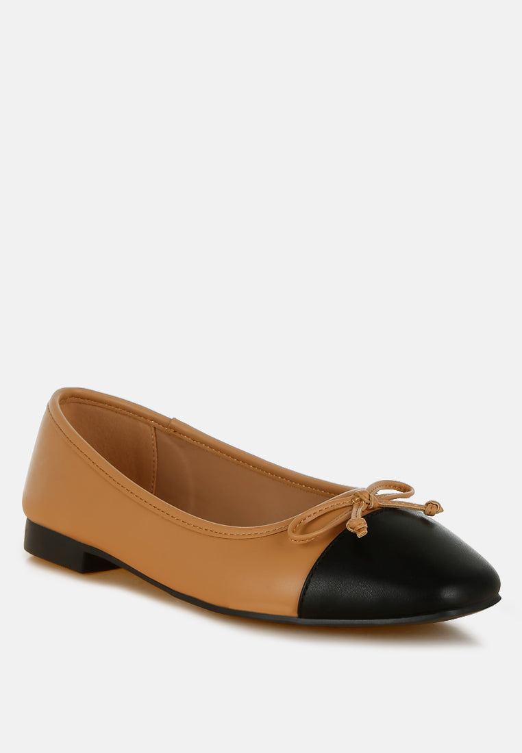 Acino Faux Leather Bow Detail Ballerinas-1