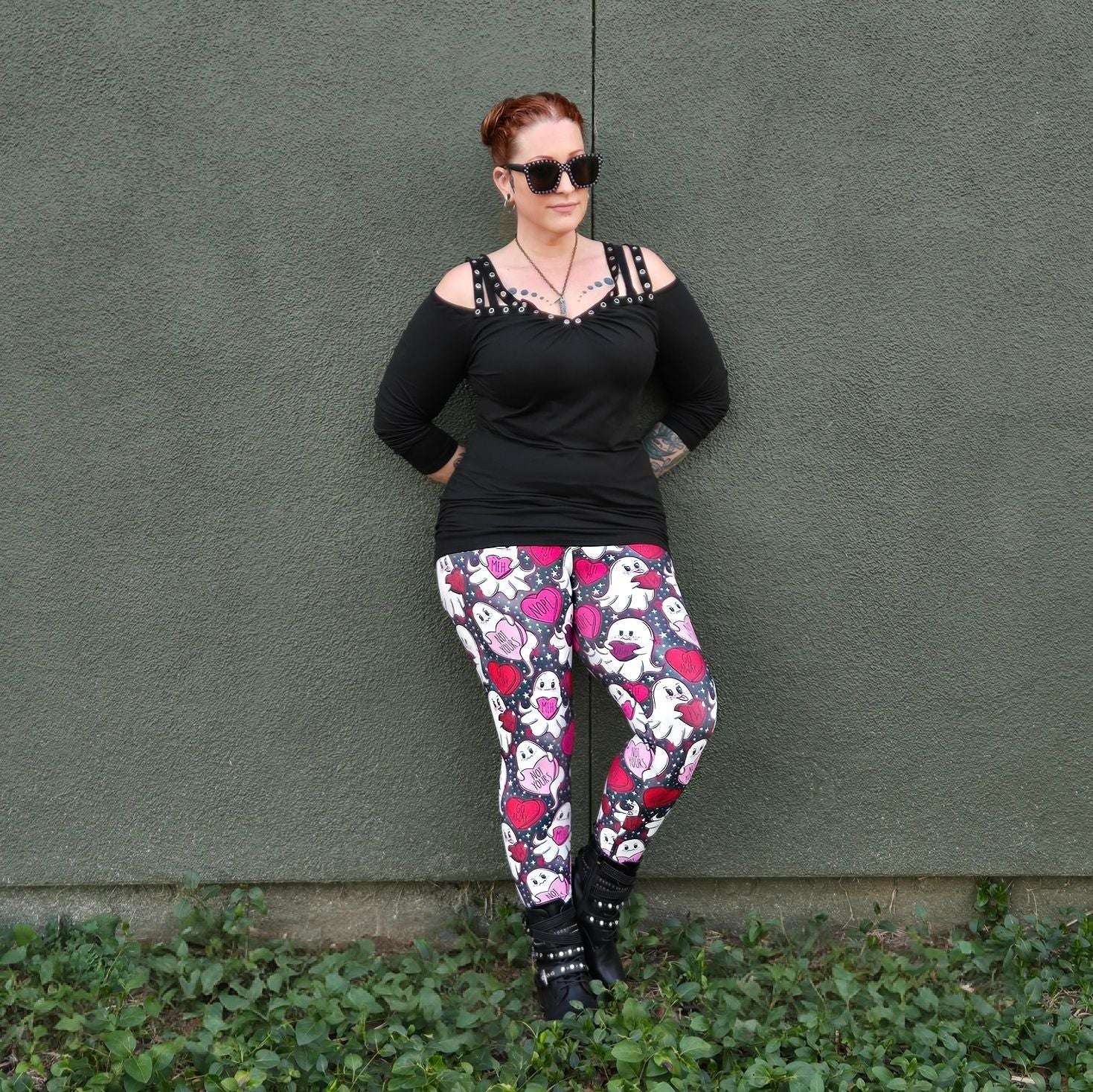 Anti-Love Ghosties (Semi-Exclusive) - Ghost Hearts Valentine's Day Love High-quality Handcrafted Vibrant Leggings