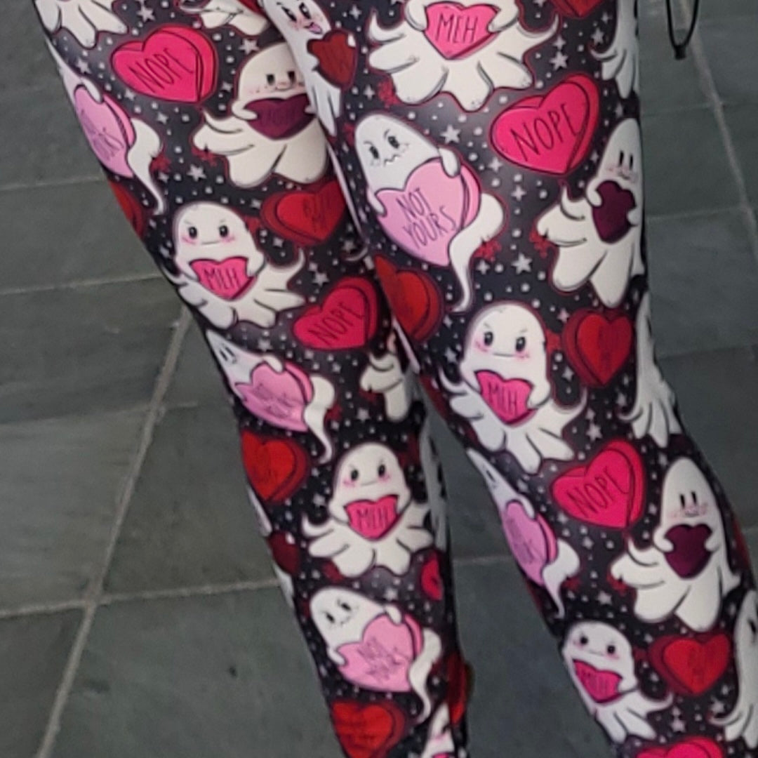 Anti-Love Ghosties (Semi-Exclusive) - Ghost Hearts Valentine's Day Love High-quality Handcrafted Vibrant Leggings