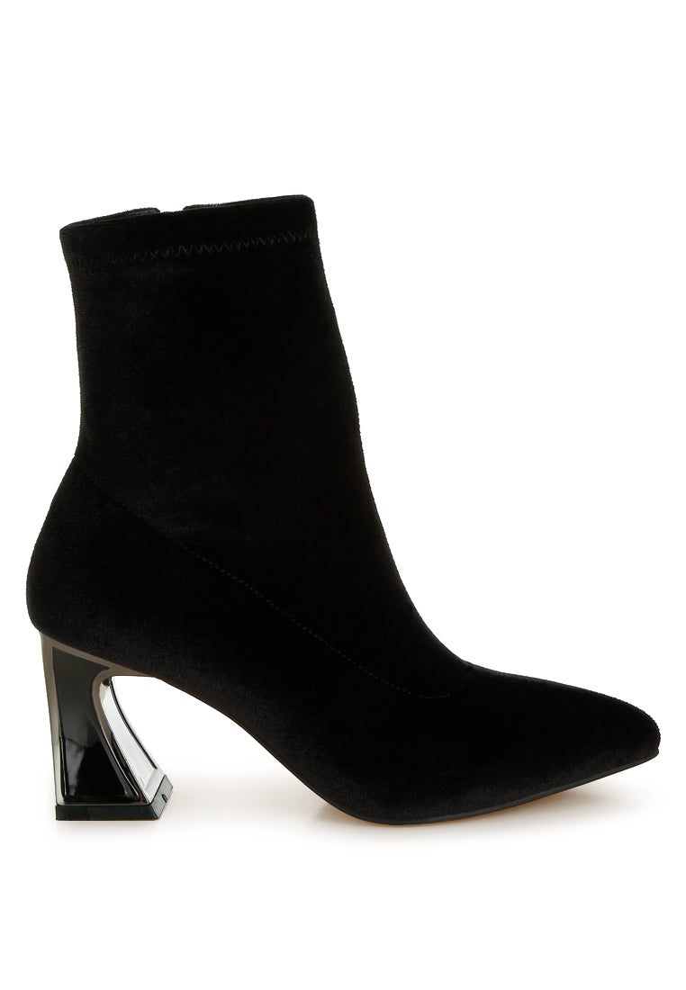 Arcturus Flared Block Heel Velvet Boots-5