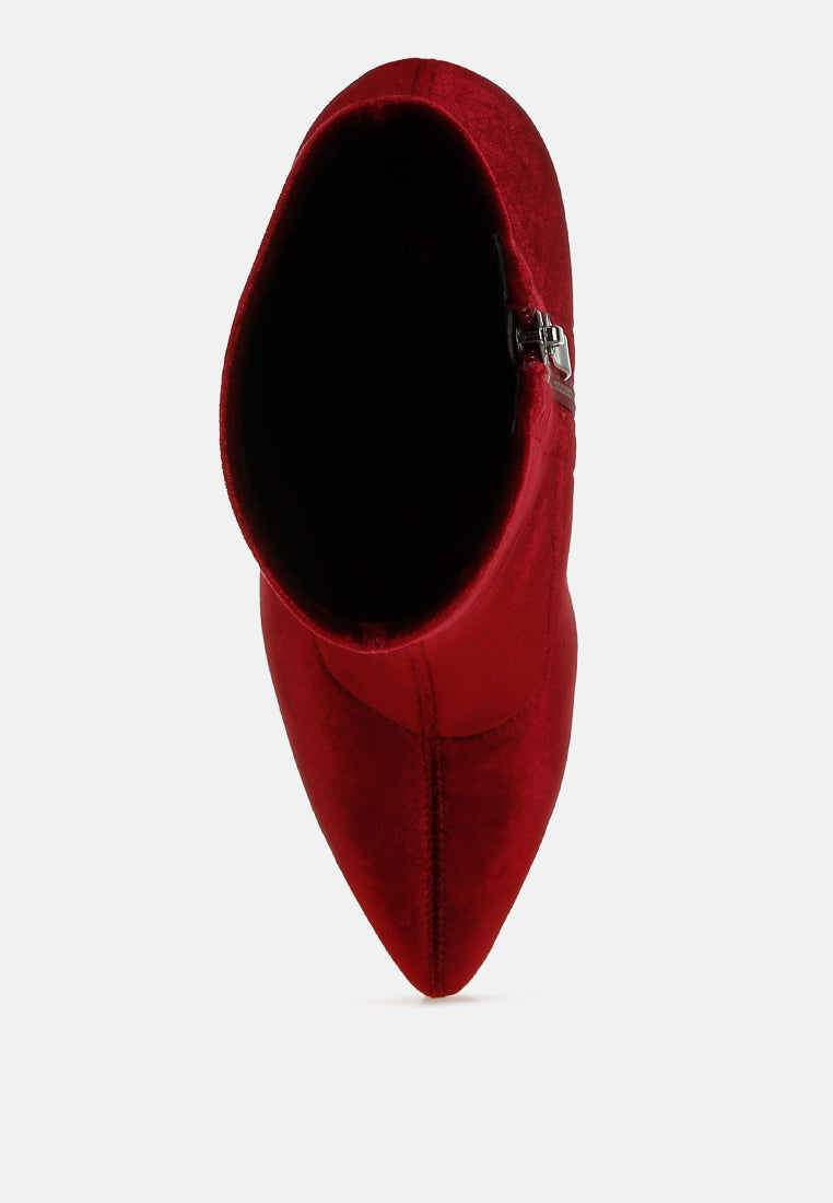 Arcturus Flared Block Heel Velvet Boots-3