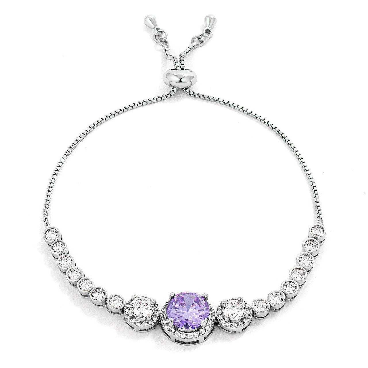 Graduated Lavender & Clear CZ Bolo Style Tennis Bracelet-0