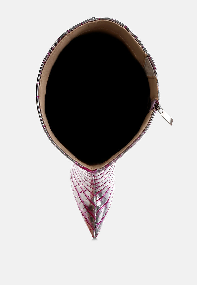 Bass Head Croco Metallic Long Boots-3