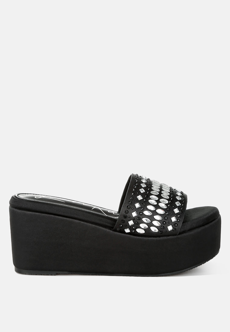 Batanga Diamante & Rhinestone Detail Stylish Flatforms-7
