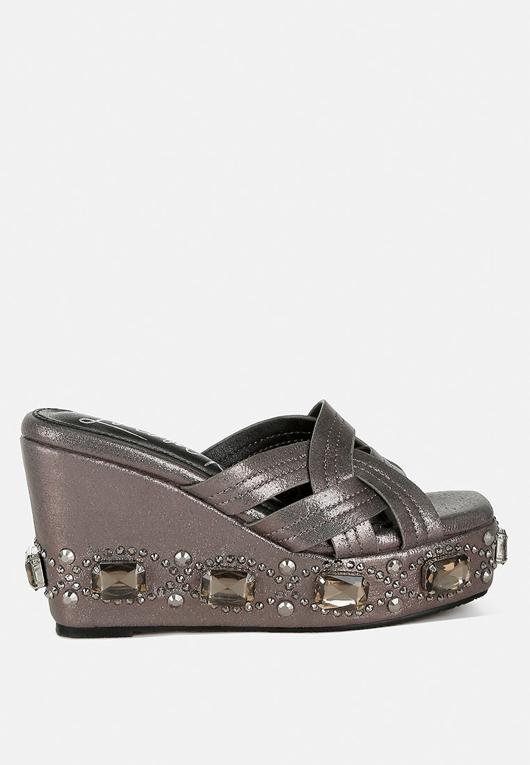 Blistronic Chunky Diamante & Rhinestone Cut-Out Sandals-5