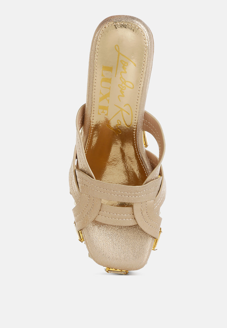 Blistronic Chunky Diamante & Rhinestone Cut-Out Sandals-3