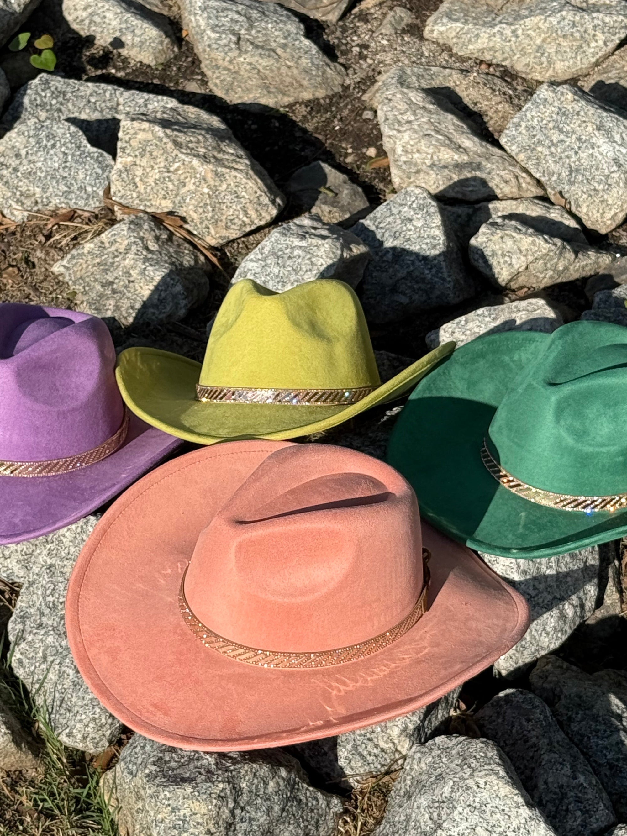 Rose Gold Suede Cowboy Hat-1