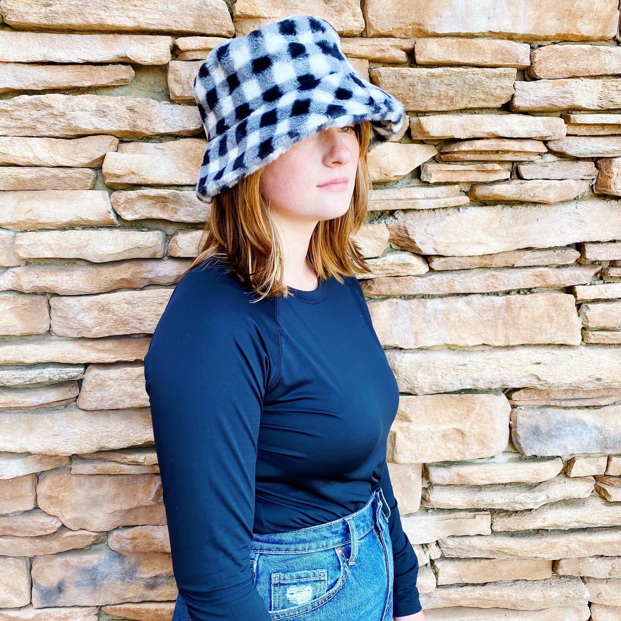 Super Cozy Checkered Bucket Hat-4
