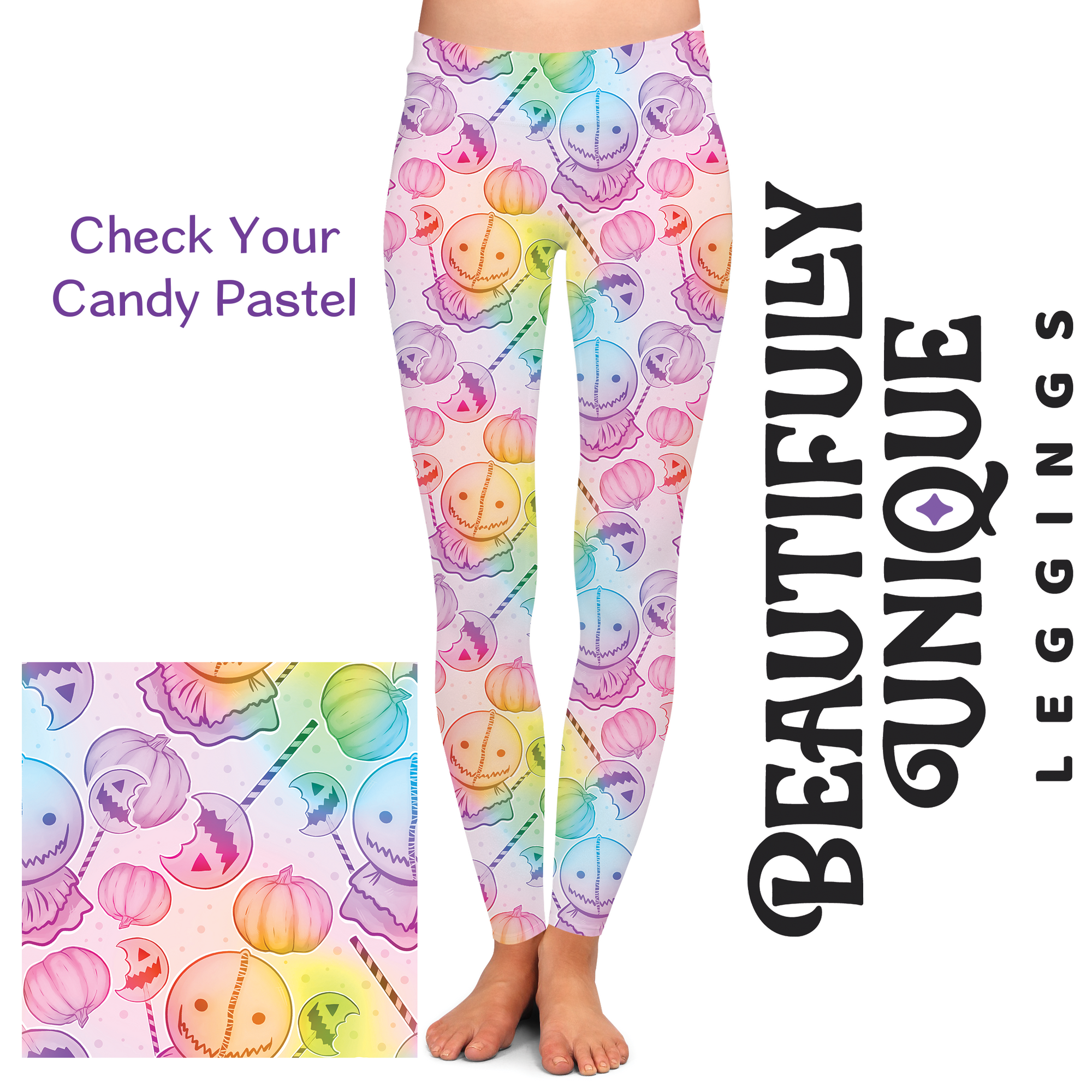 Check Your Candy Pastel Rainbow Pumpkin (Semi-Exclusive) - High-quality Handcrafted Vibrant Leggings