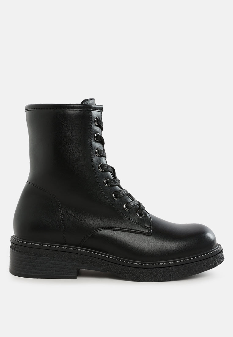 Clover Faux Leather Lace Up Boots-6