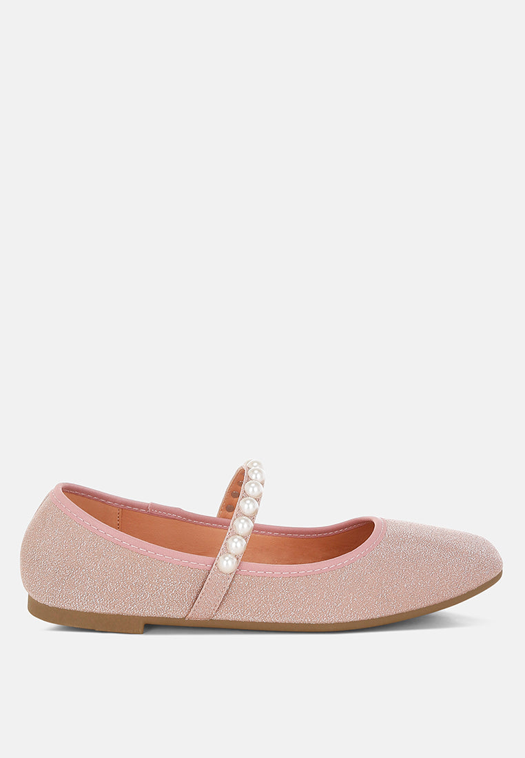 Corphee Pearl Strapped Glitter Ballerinas-8