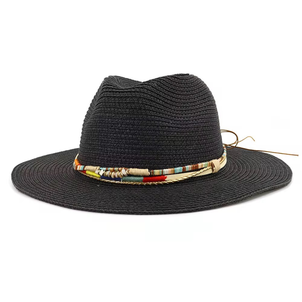 Yours Straw Fedora Hat - Adjustable with Beaded Band - Unisex Natural Grass Hat - Hand Wash Only - 56-58 Size-3