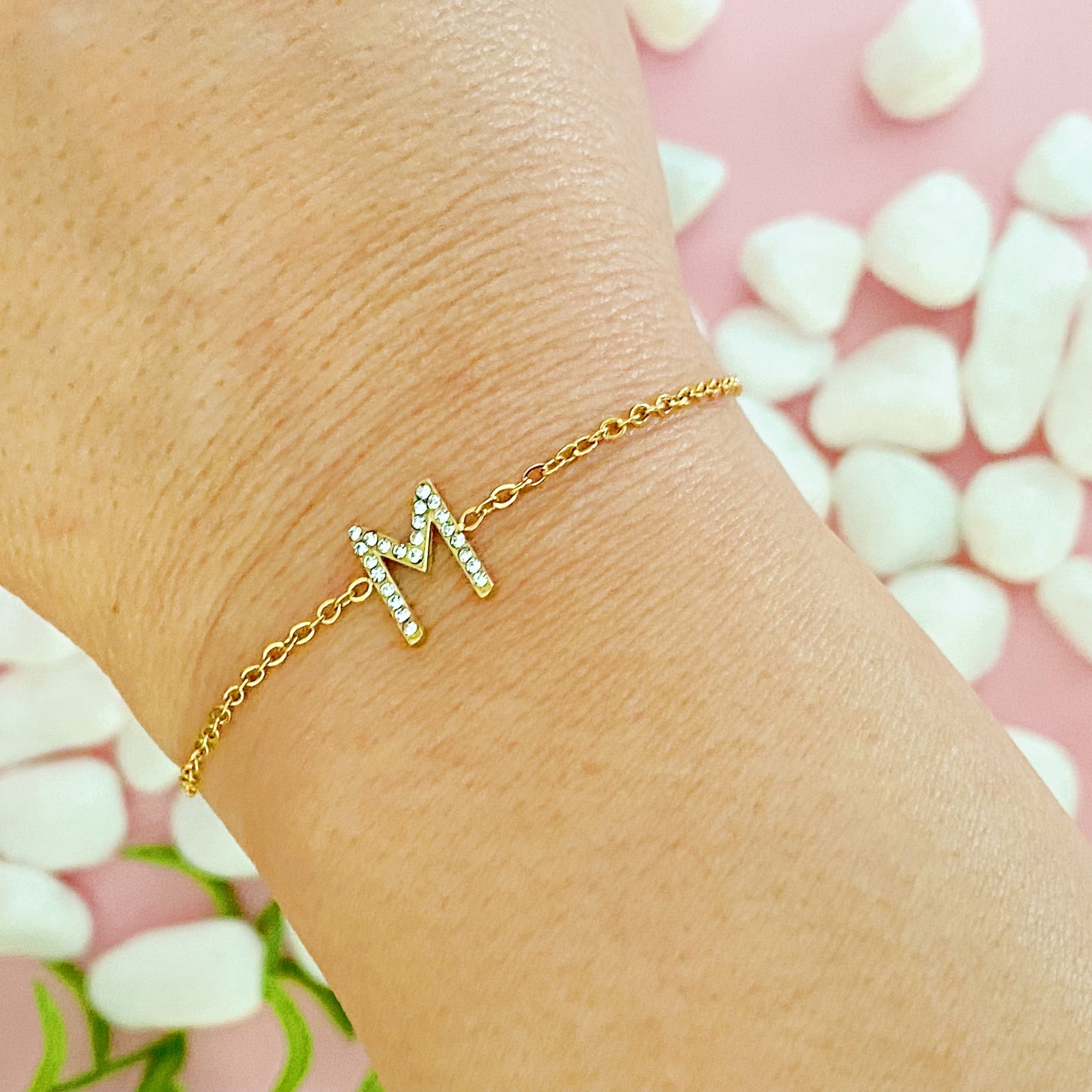 Dainty Sparkle Initial Bracelet-15