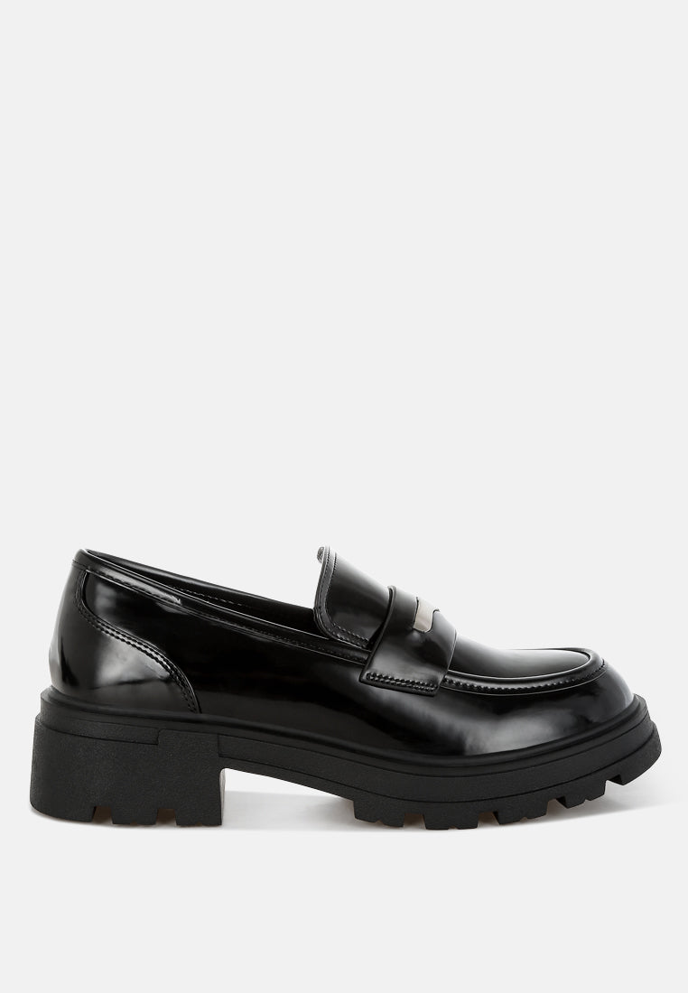 Gleam Stride Faux Leather Chunky Loafers-6
