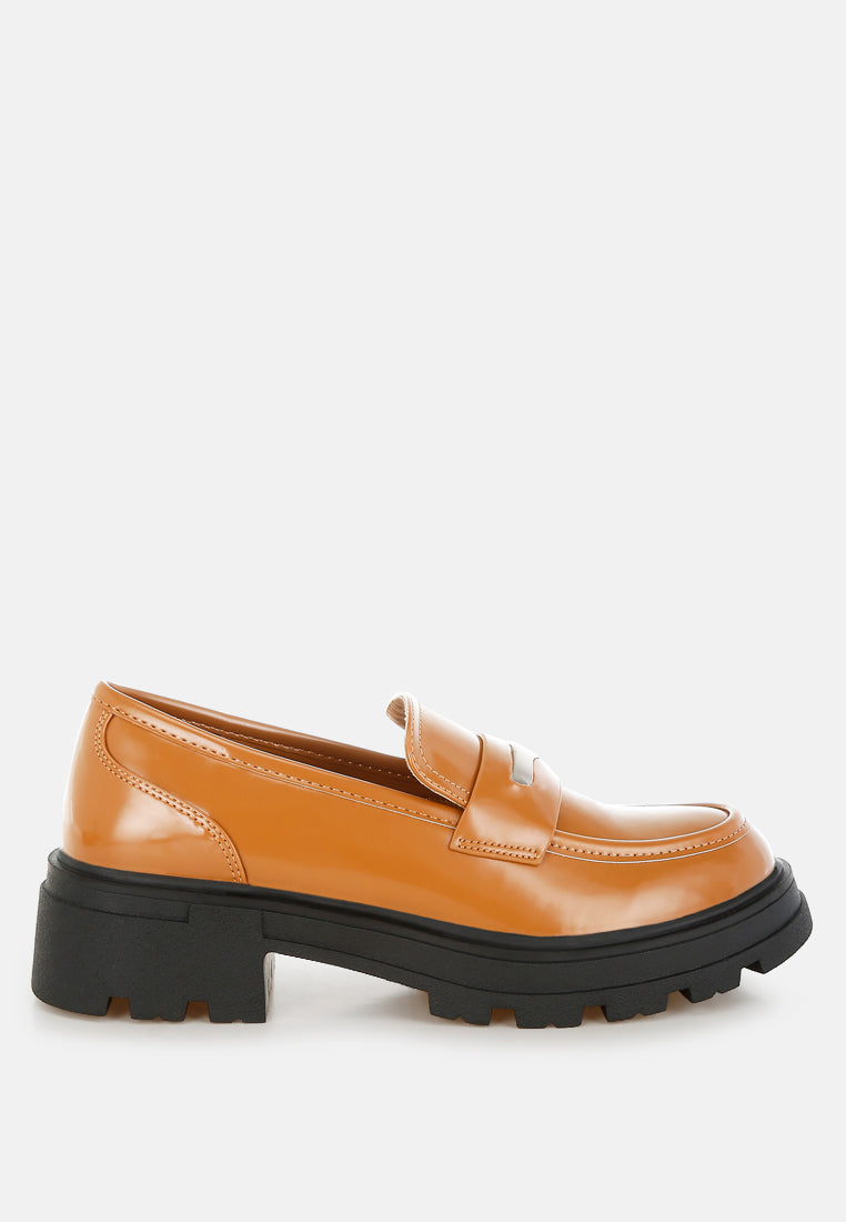 Gleam Stride Faux Leather Chunky Loafers-5