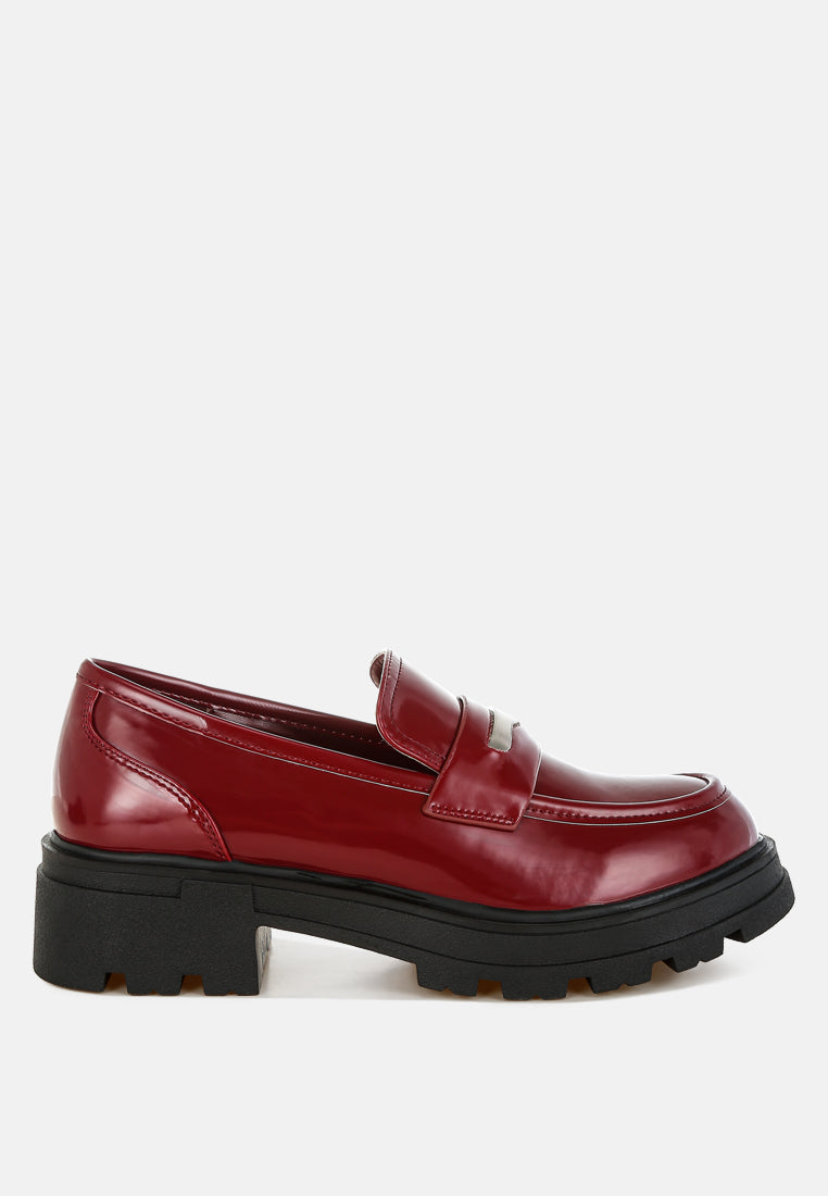 Gleam Stride Faux Leather Chunky Loafers-0