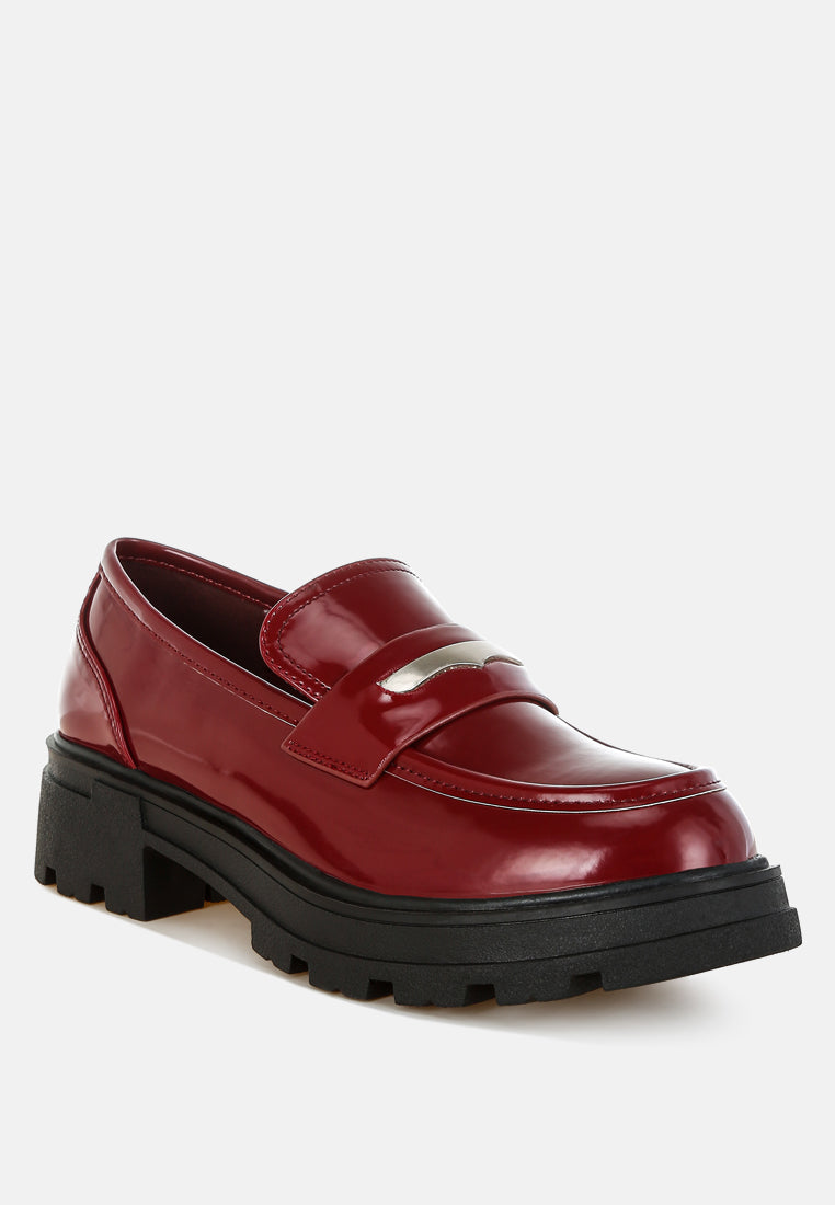 Gleam Stride Faux Leather Chunky Loafers-1