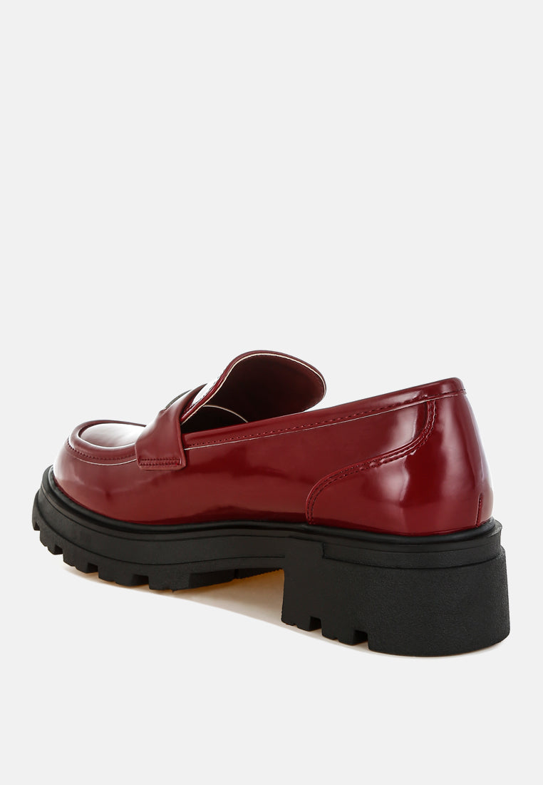 Gleam Stride Faux Leather Chunky Loafers-2