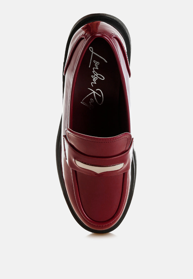 Gleam Stride Faux Leather Chunky Loafers-3