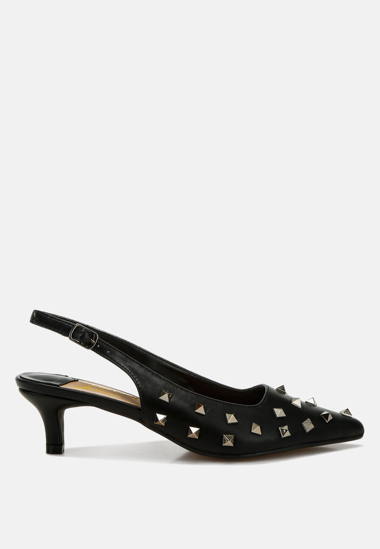 Hegron Stud Embellished Kitten Heels-6