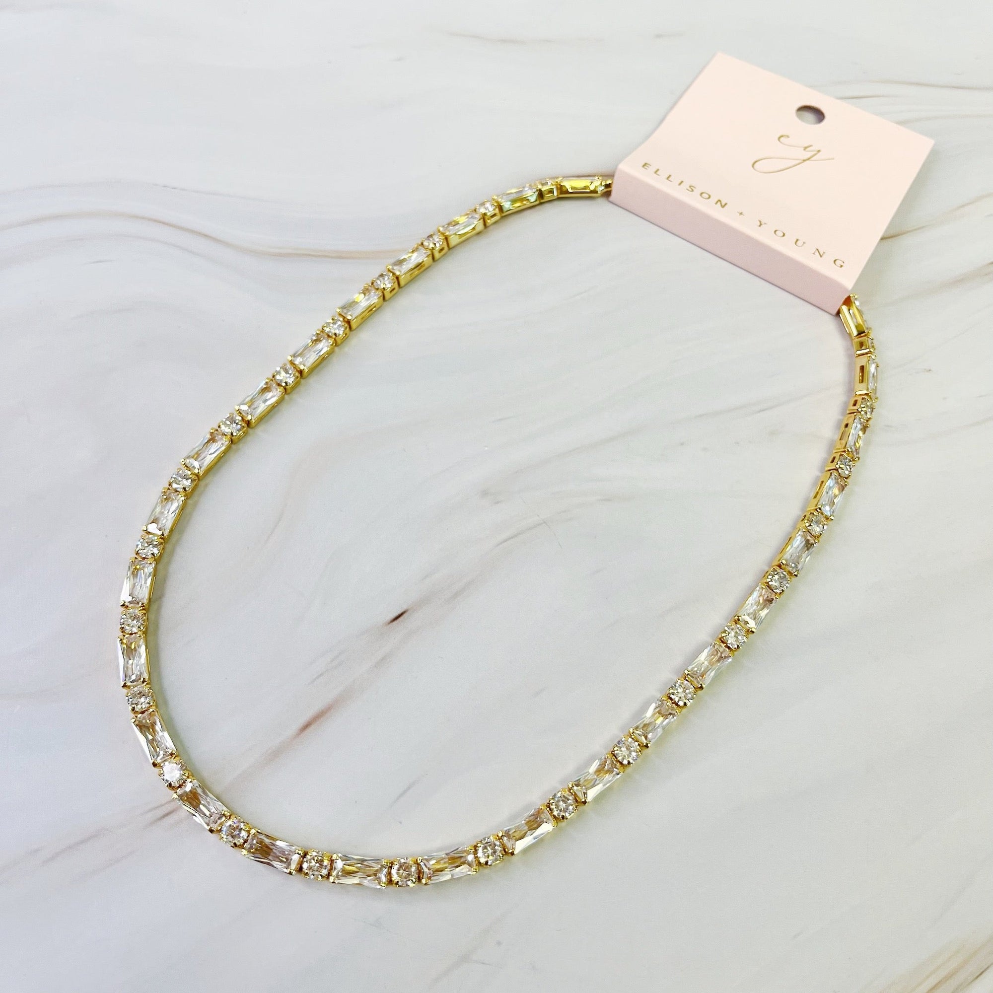 Mixed Shape Sparkle Tennis Necklace-2