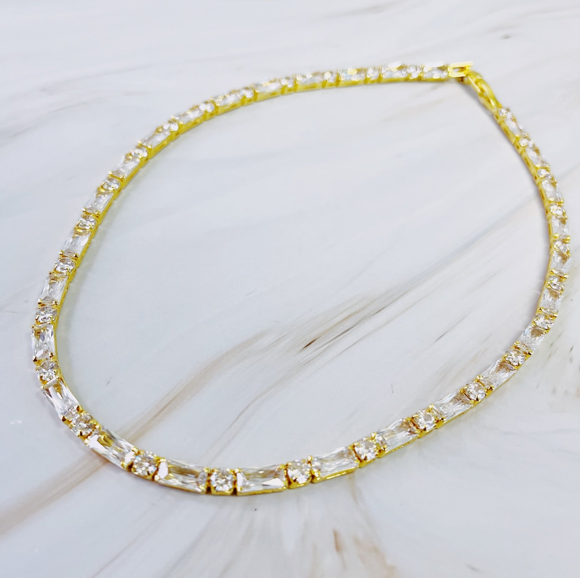 Mixed Shape Sparkle Tennis Necklace-0