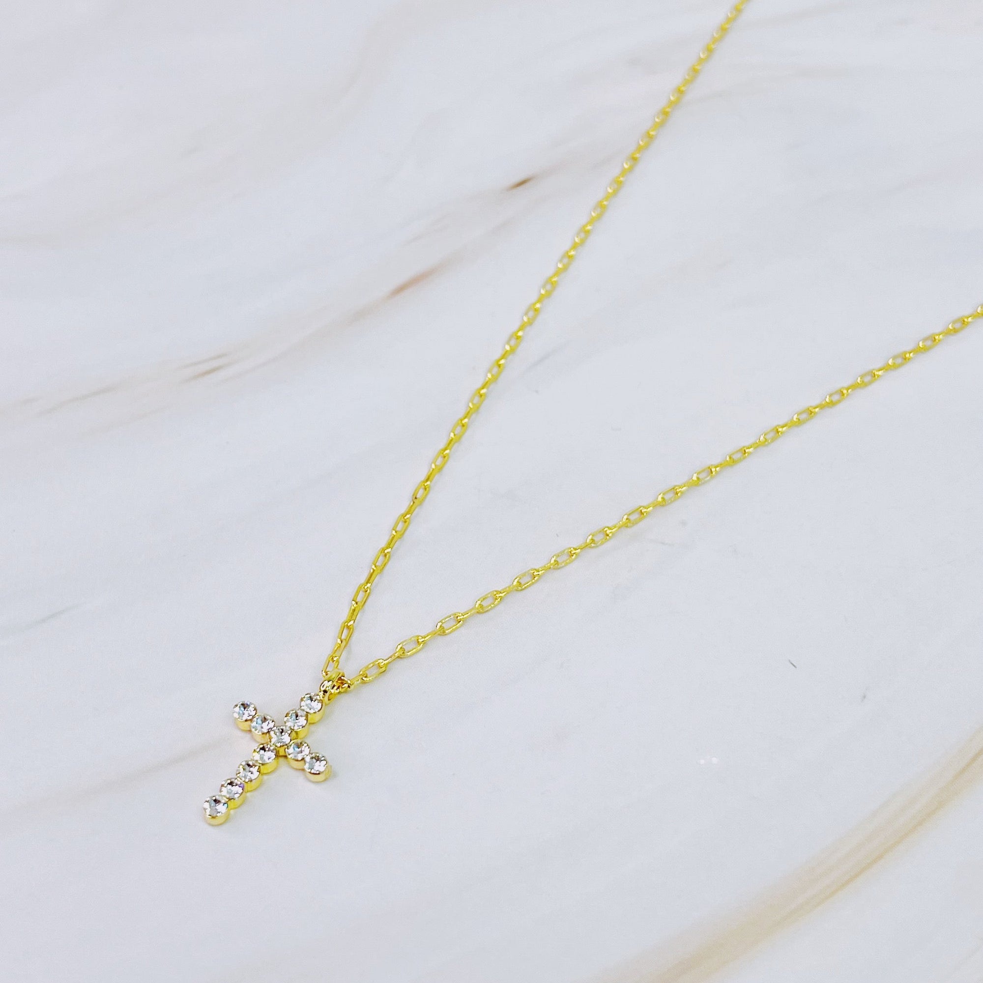 Faceted Crystal Cross Necklace-1