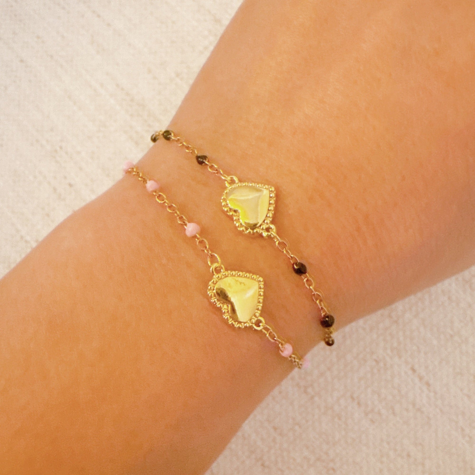 Dainty Color Dots Chain Heart Bracelet-1