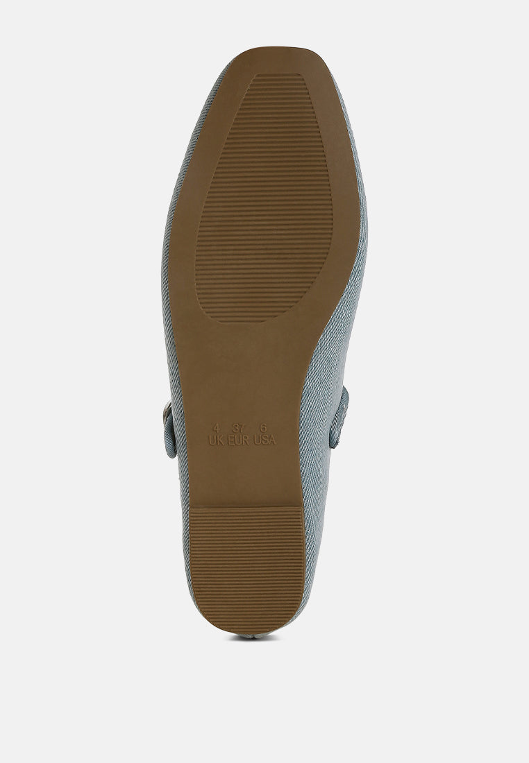 Iker Classic Denim Pin Buckle Ballerinas-4