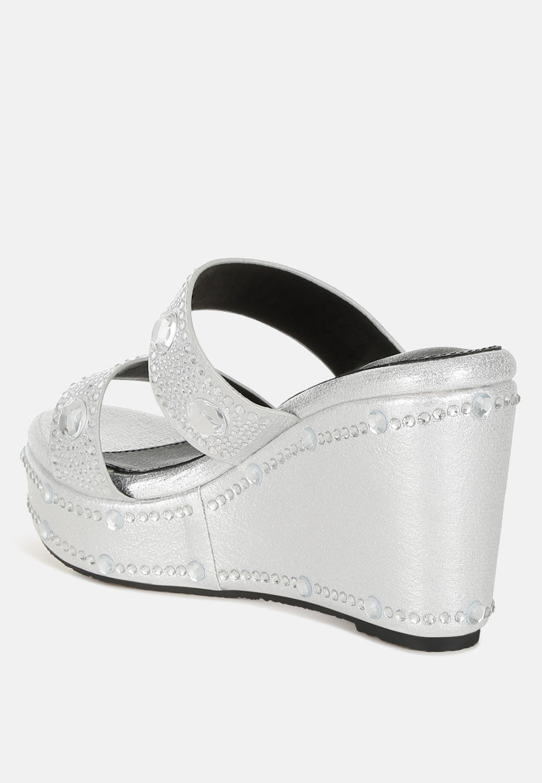Iki Diki Rhinestone & Diamante Wedge Sandals-2