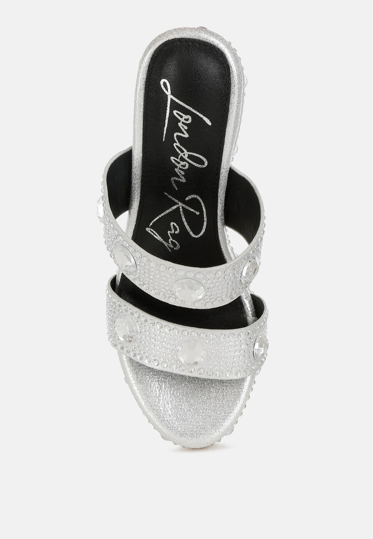 Iki Diki Rhinestone & Diamante Wedge Sandals-3
