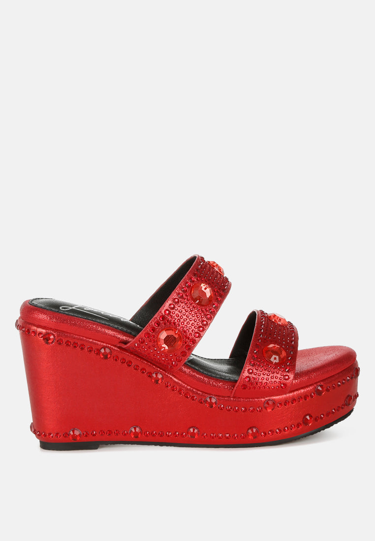 Iki Diki Rhinestone & Diamante Wedge Sandals-5