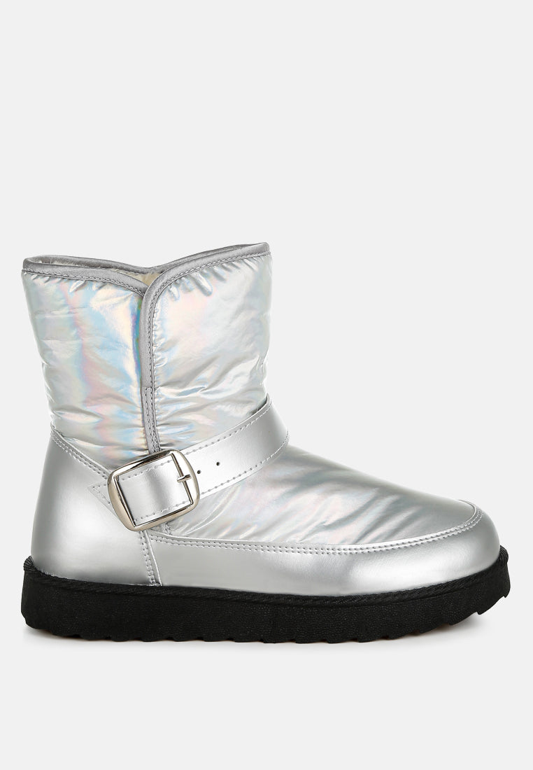 Jammy Buckle Strap Puffy Ankle Boots-0
