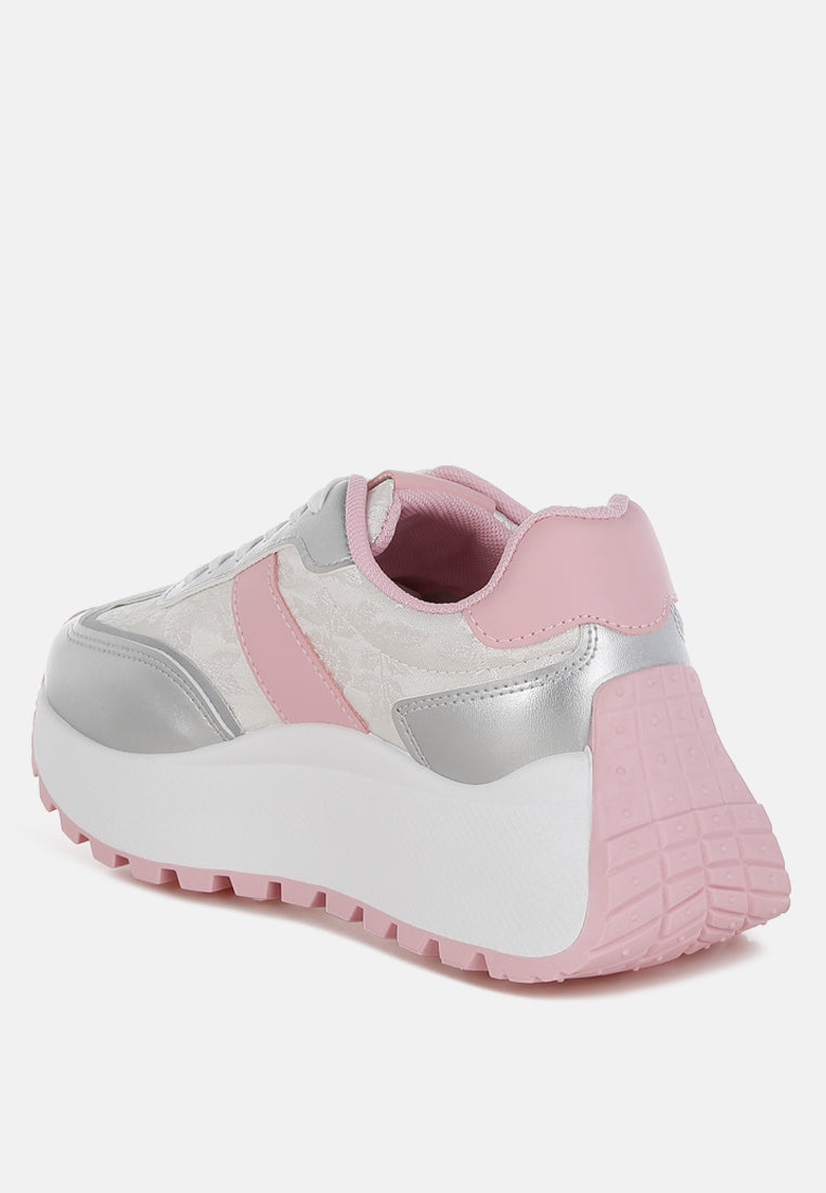 Koters Print Embroidery Detail Metallic Sneakers-2