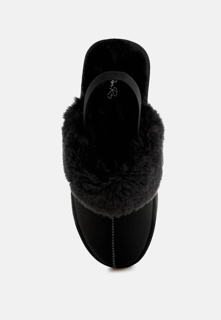 Kutchu Faux Fur Trim Platform Classic Slingback-3