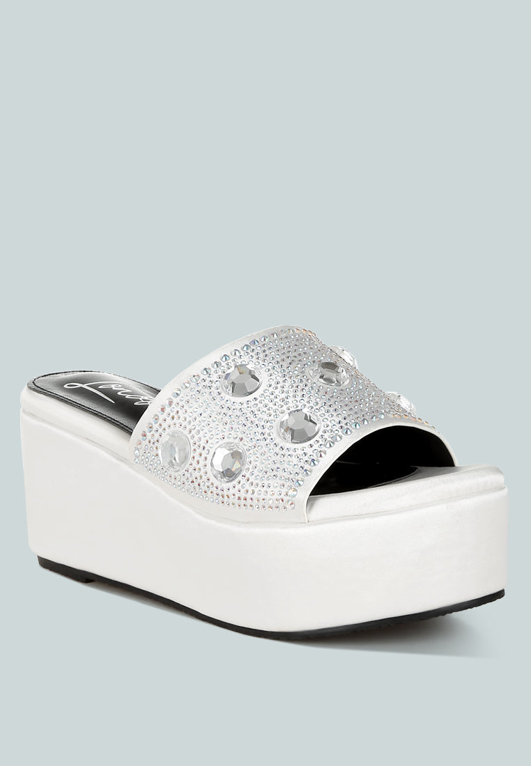 Meta charts Diamante & Rhinestone Flatform Sandals-1