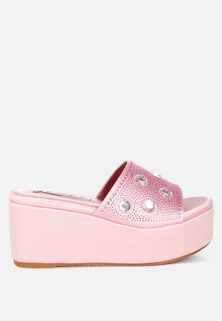 Meta charts Diamante & Rhinestone Flatform Sandals-5